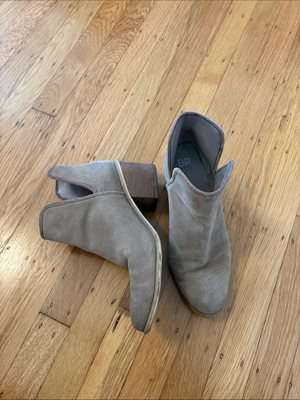 bp Taupe Suede Cutout Ankle Booties